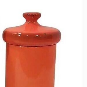 Vintage 60s Orange Kitchen Canister Ceramic Large Storage Jar Mid-Century